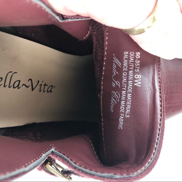Bella-Vita Burgundy gold studded booties 8 - Picture 9 of 10